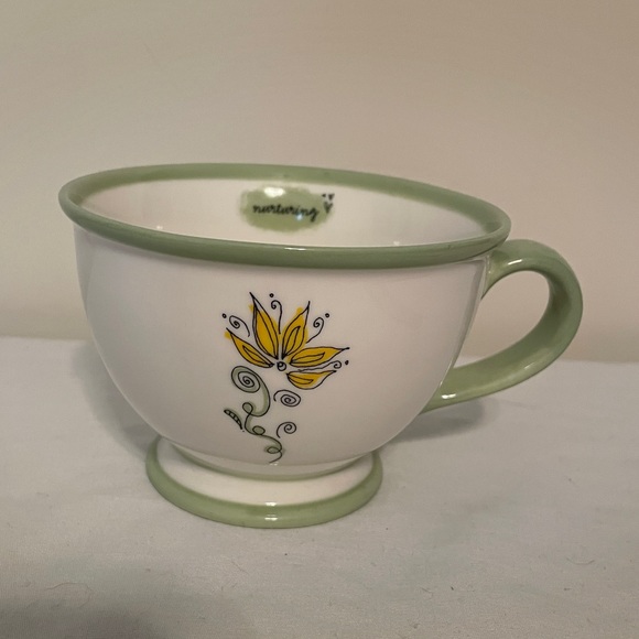 Starbucks Coffee Tea Mug Nurturing Flower 10oz Footed Pedestal Mint Green 2006 - Picture 1 of 6